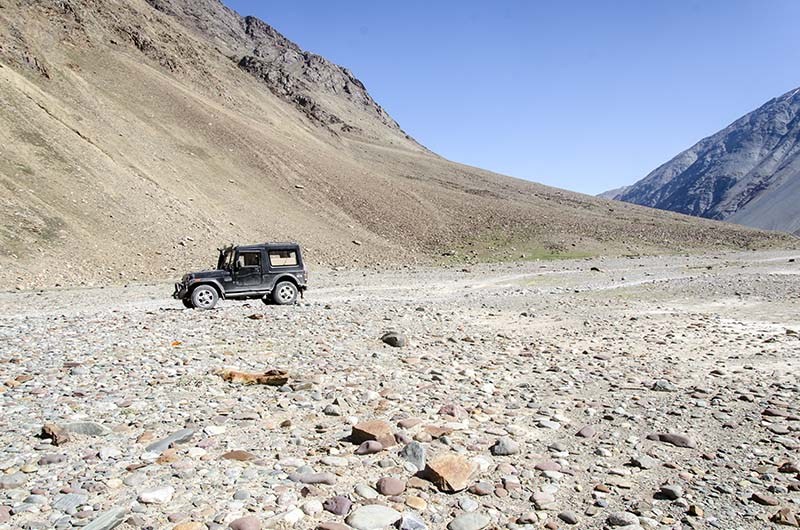 Scenic road journey from Manali to Kaza through mountains