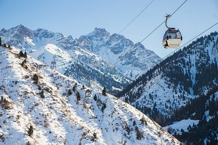 Shymbulak Ski Resort with skiers on the slopes