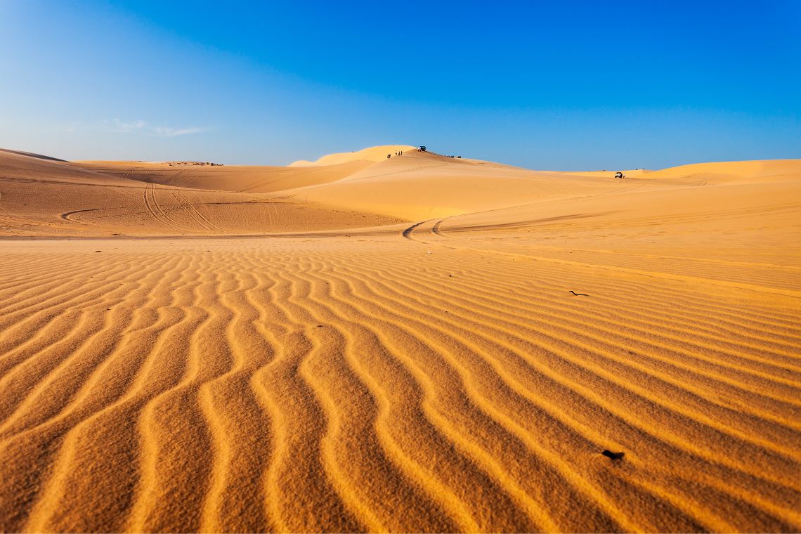 White sand dunes at Mui Ne during sunrise