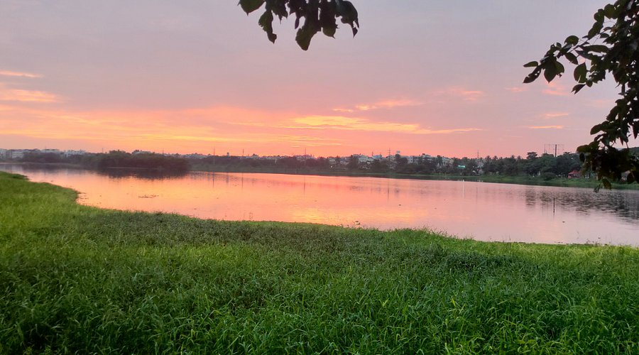 Agarthalu landscape near Bangalore with calm lake view
