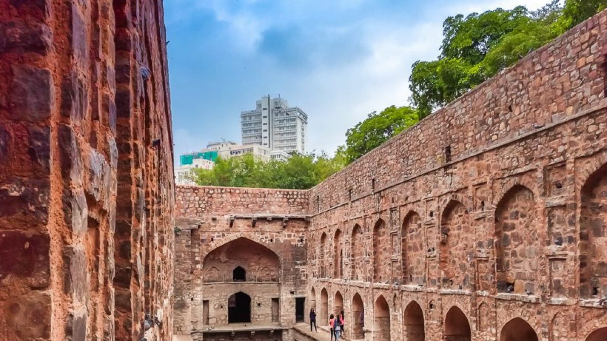 Front approach to Agrasen ki Baoli in central Delhi