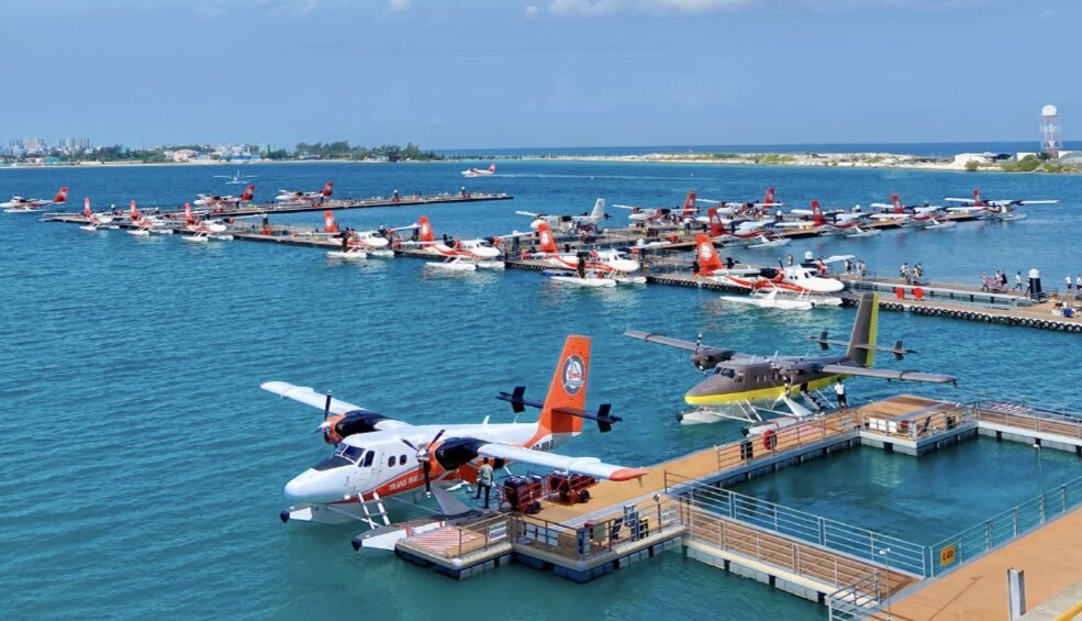 Seaplane dock and transfer area in Maldives