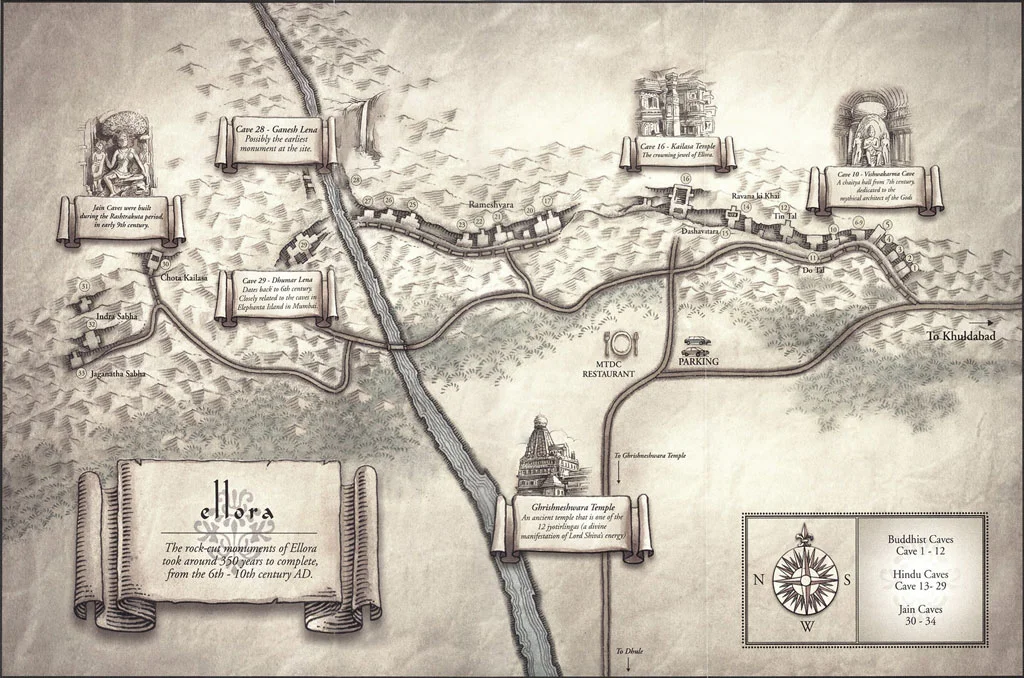 Road route to Ellora Caves