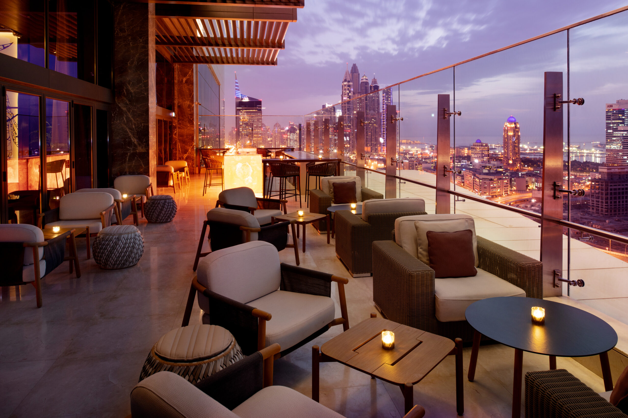 Sunset dinner at Al Dawaar with Dubai city lights