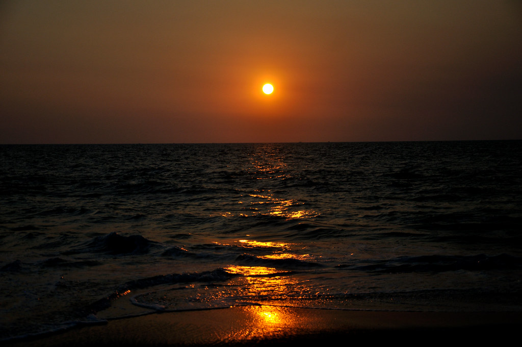 Sunset scene at Alleppey main beach
