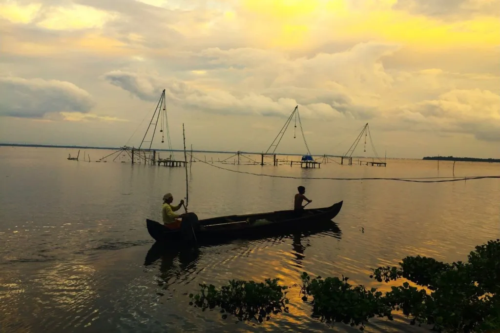 Morning light across Alleppey coastline
