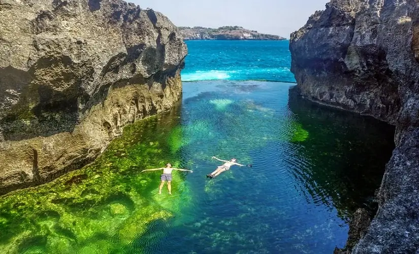 Angel s Billabong natural rock pool and ocean cliffs in Nusa Penida