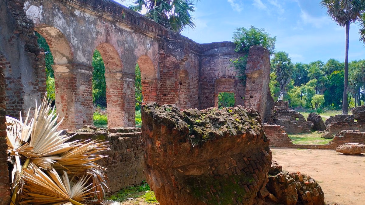 Excavated mounds and exposed areas at Arikamedu