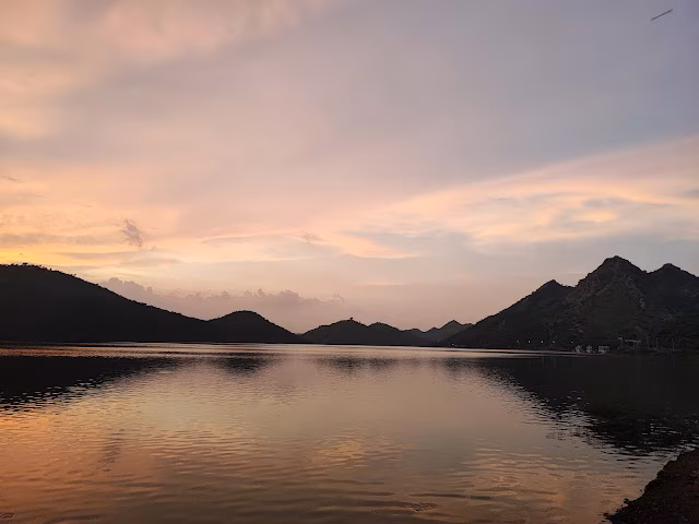 Sunset light over Badi Lake Udaipur