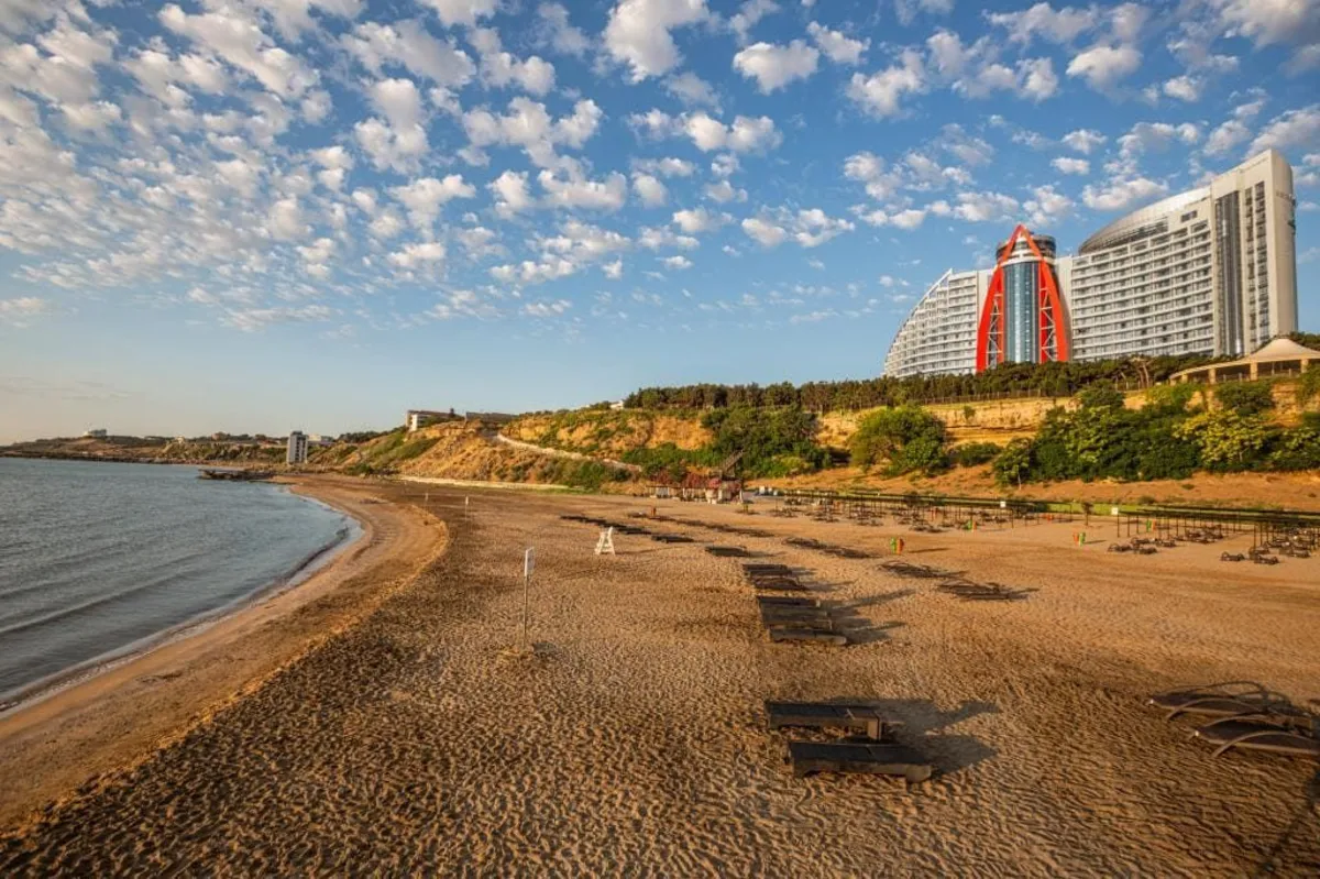 Caspian shoreline beach zone near Baku city