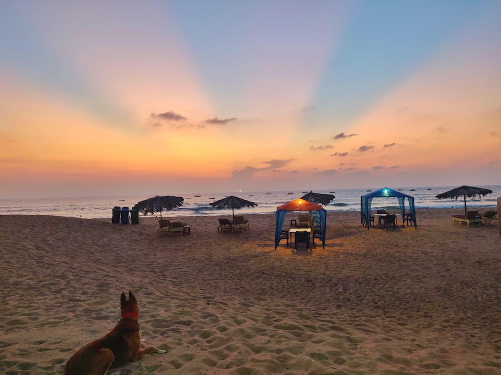 Goa beach coastline view showing wide sandy shoreline