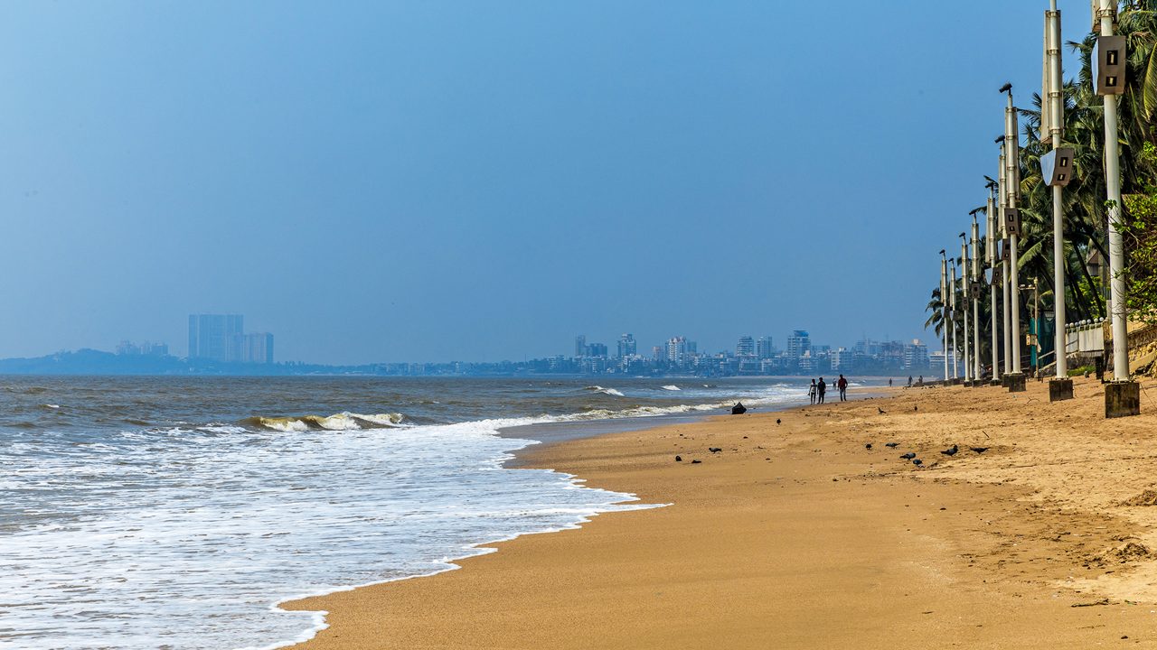 Mumbai coastline at sunset