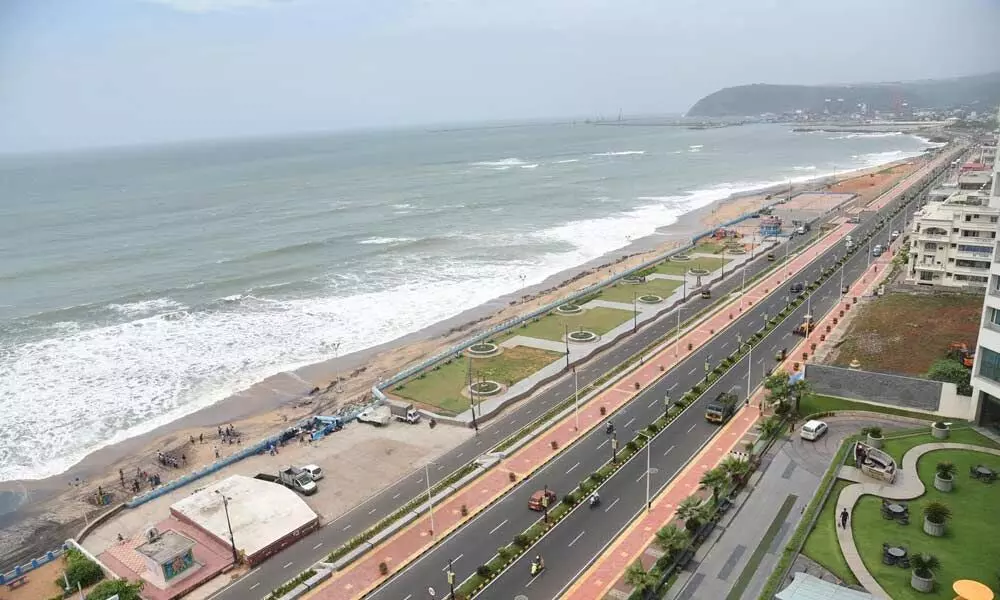 Visakhapatnam beachfront with broad shoreline view