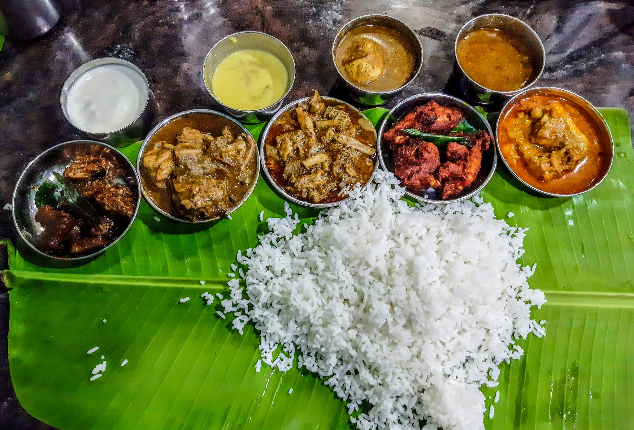 Traditional South Indian meal in Rameshwaram