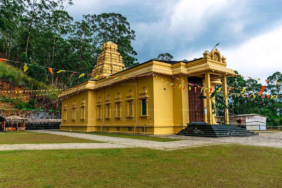 Bhakta Hanuman Temple near Kandy with hill landscape backdrop