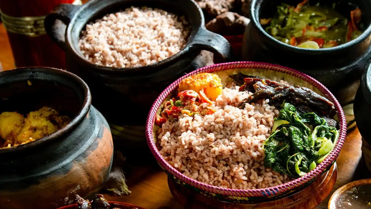 Street food preparation scene in Bhutan