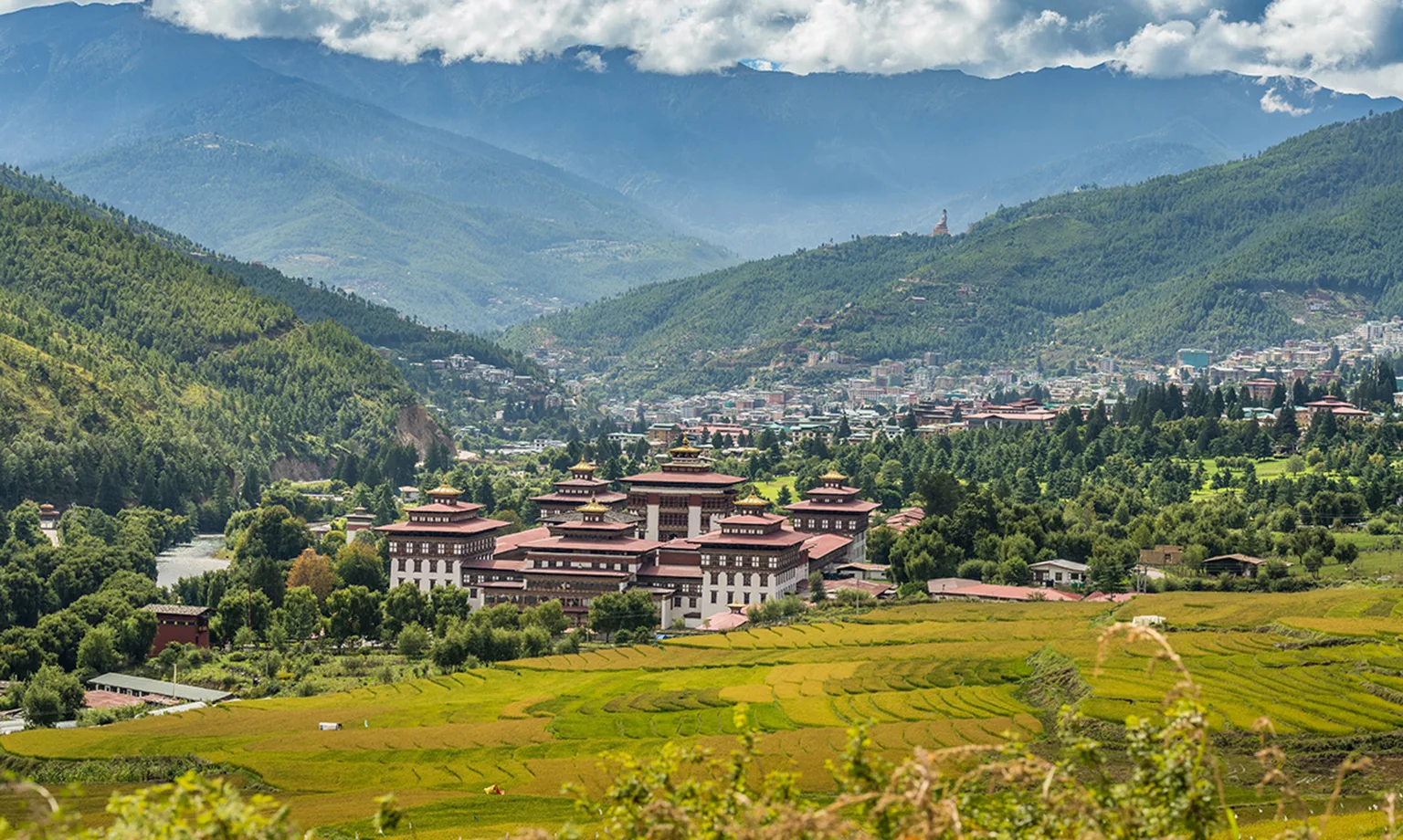 Traditional Bhutan village landscape and homes