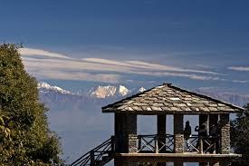 Panoramic Himalayan view from Binsar Zero Point in clear weather