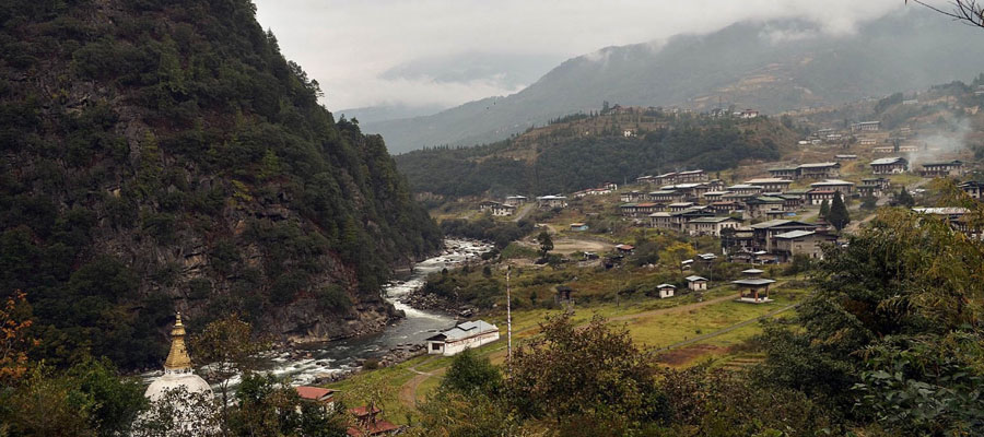 Bumdeling Wildlife Sanctuary valley landscape in Bhutan