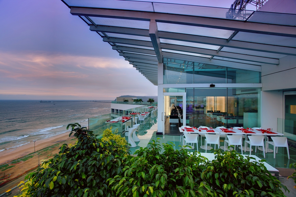 Beach cafe with ocean view in Visakhapatnam