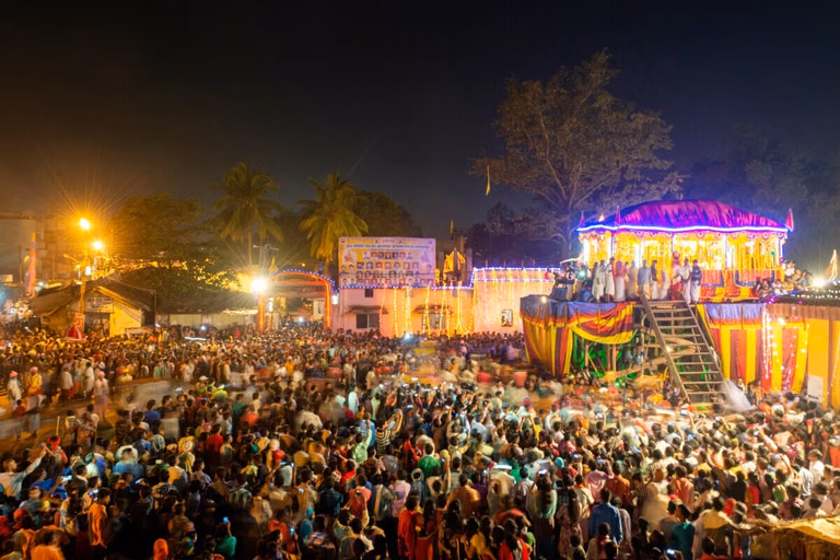 Champaran temple during peaceful evening hours with devotional lighting