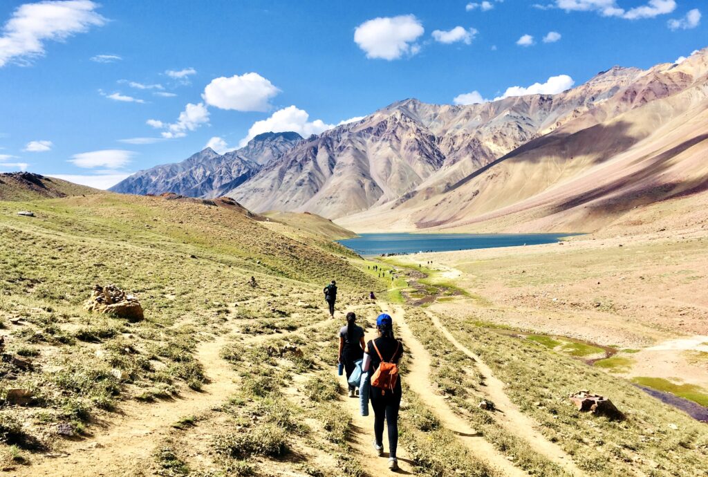 High-altitude trail near Chandratal Lake in Spiti