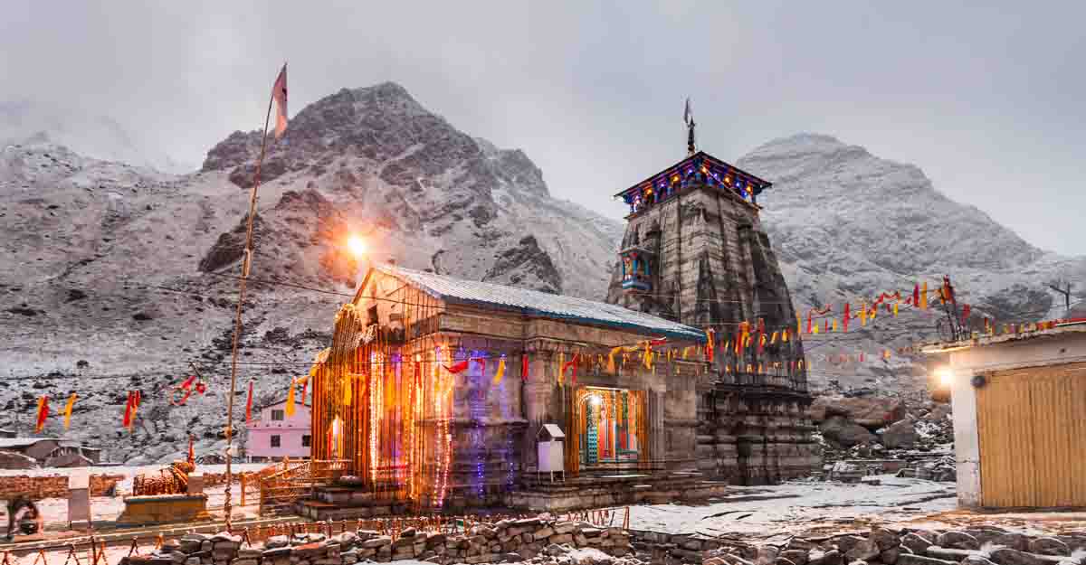Pilgrims on mountain road during Char Dham Yatra in Uttarakhand