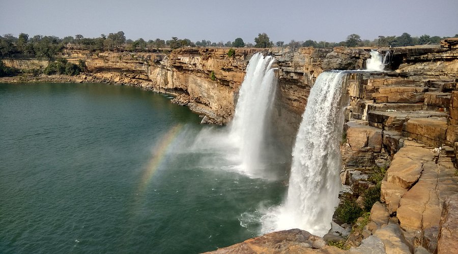 Wide view of Chitrakote Waterfalls in Bastar region