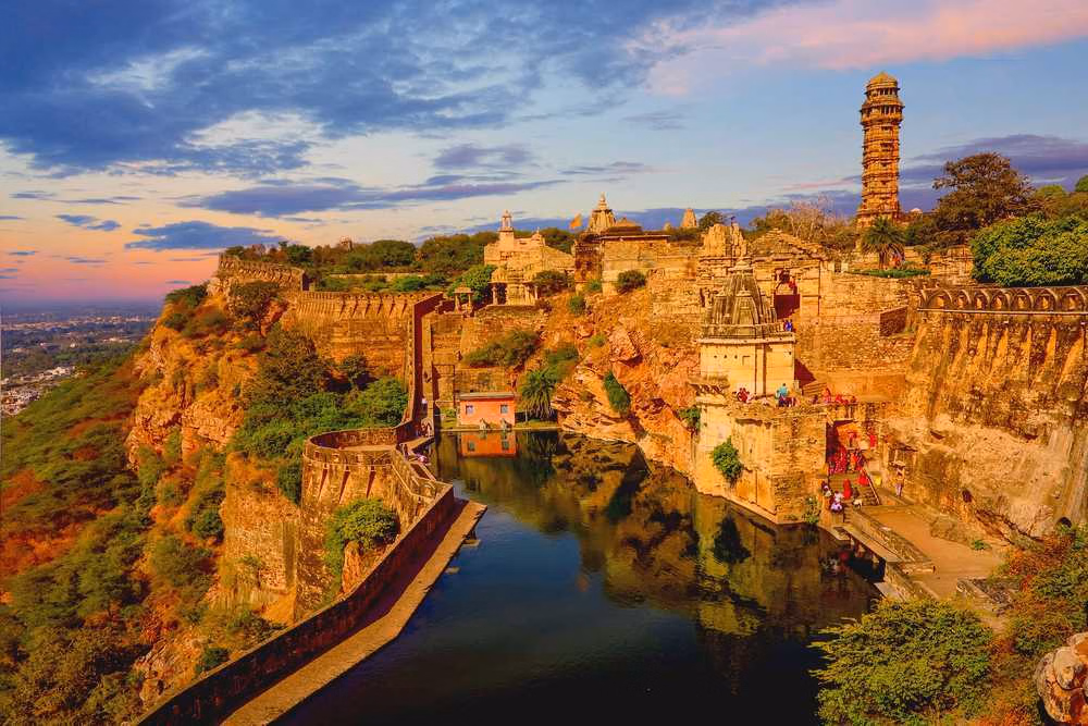 Chittorgarh Fort walls and towers across hilltop landscape