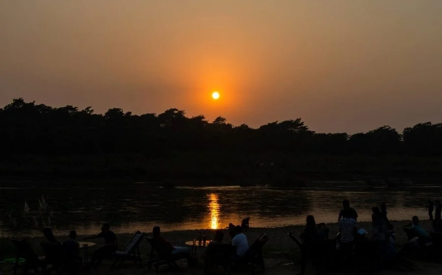 Sunset over grasslands in Chitwan National Park