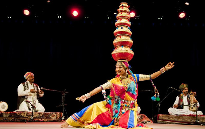 Traditional Rajasthani folk dance performance at Chokhi Dhani Village