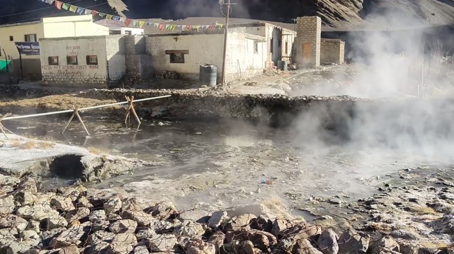 Chumathang Hot Spring natural pools in Ladakh