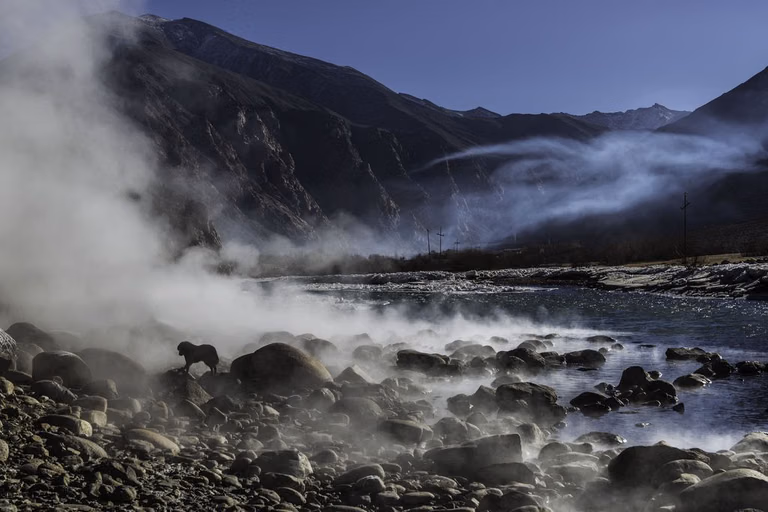 Visitor soaking experience at Chumathang hot spring