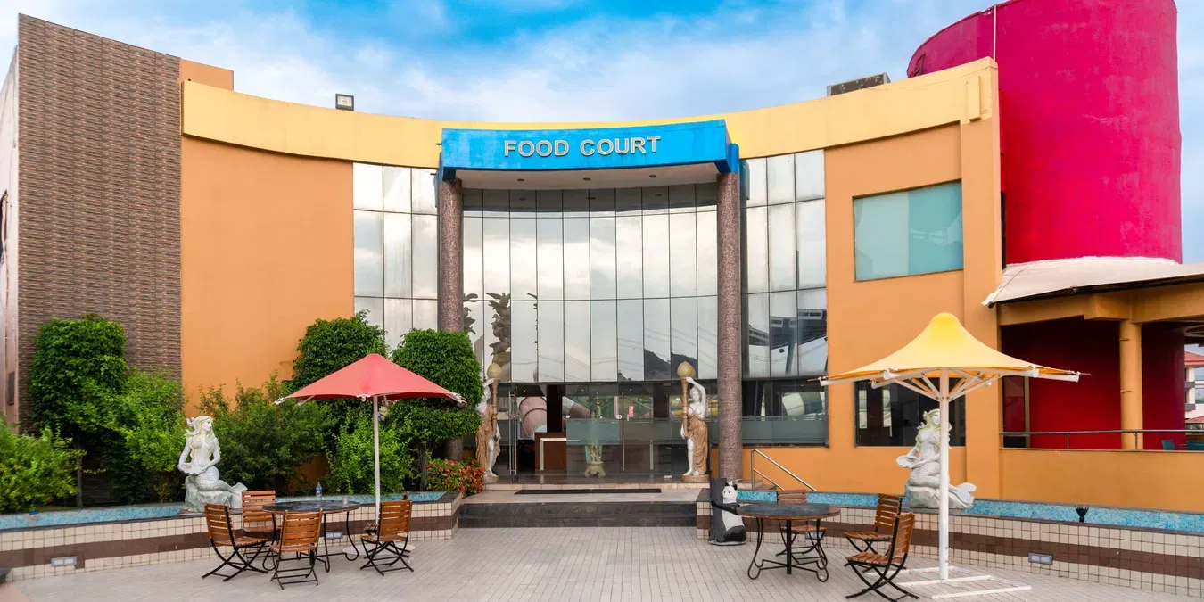 Food and rest area inside Crescent Water Park Indore