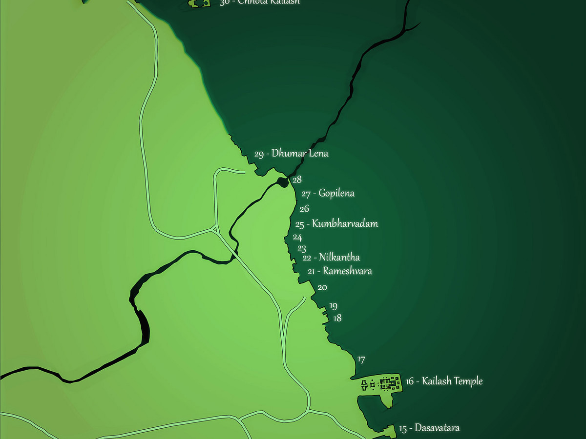 Map showing Ellora Ajanta and nearby heritage sites