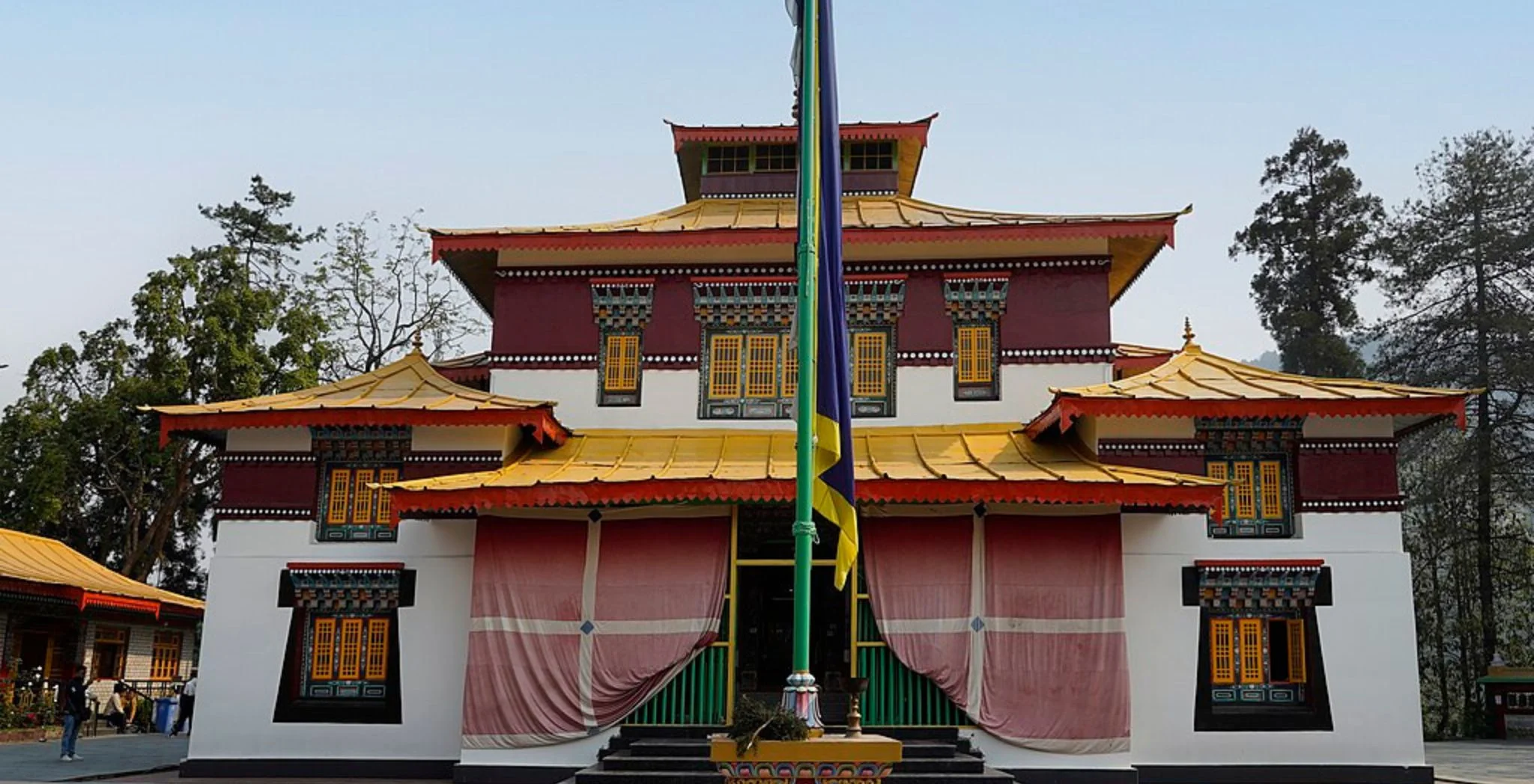 Enchey Monastery Gangtok with mountain backdrop
