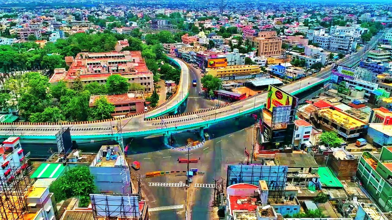 Erode city overview with roads, markets and temple areas