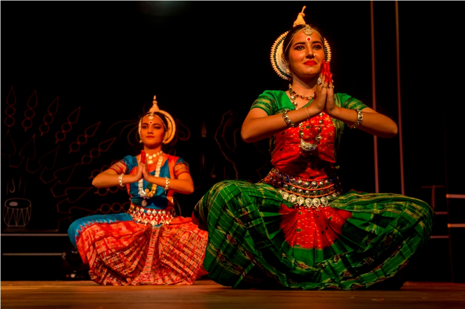 Classical dance and music performance setup during cultural festival in Raigarh