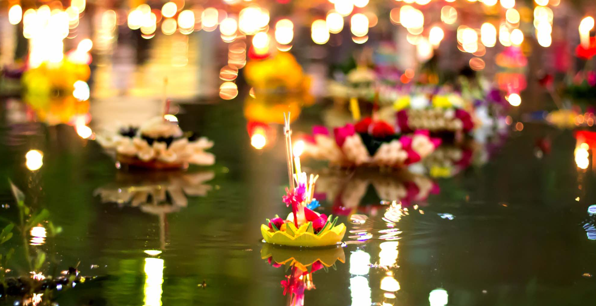 Festival celebration in Thailand with lights and street events