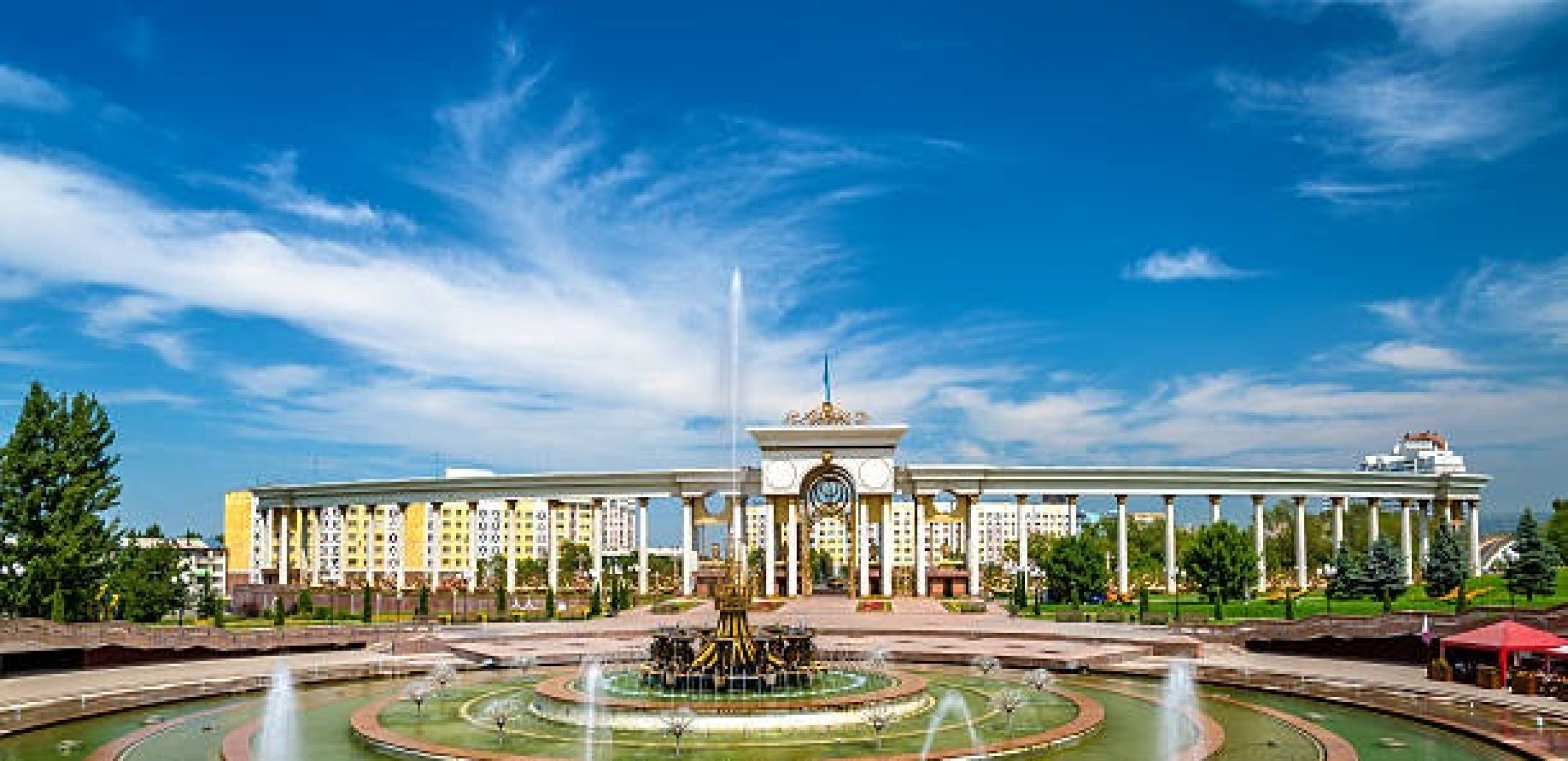 Landscaped boulevard in First President Park Almaty
