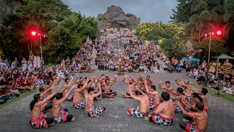 Balinese cultural performance inside GWK Cultural Park Bali