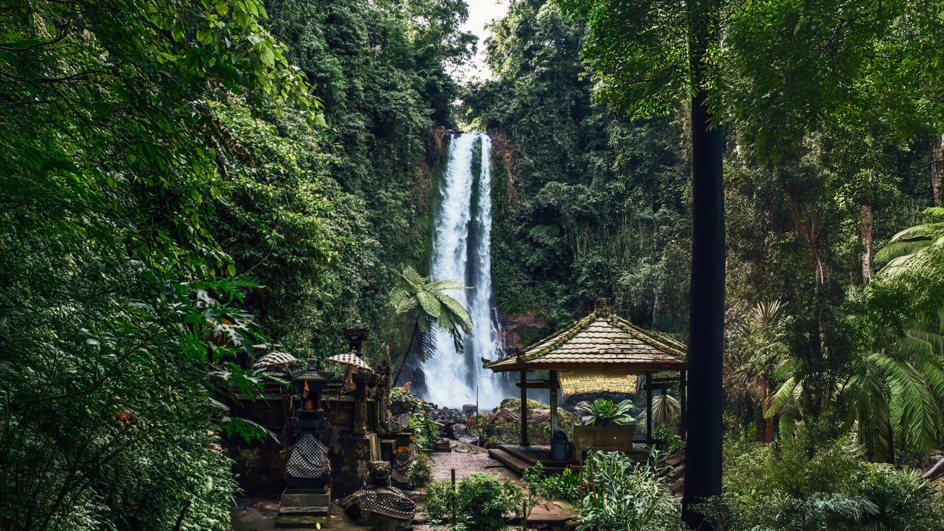 Gitgit Waterfall Bali cascading down lush green cliffs