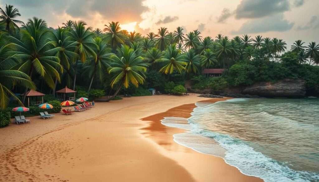 Goa beach with palm trees