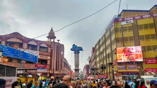 Godaulia Market Varanasi street view with shops crowd and old city atmosphere