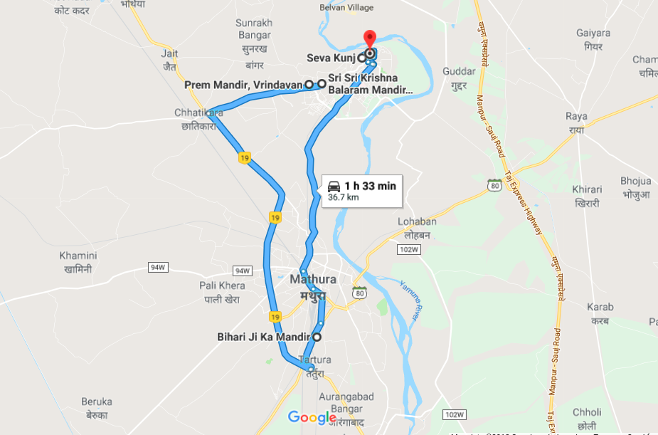 Practical route and timing plan for Gokul Bridhavan Holi travel