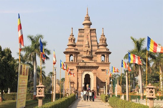 Golden Temple Sarnath exterior view with golden spire