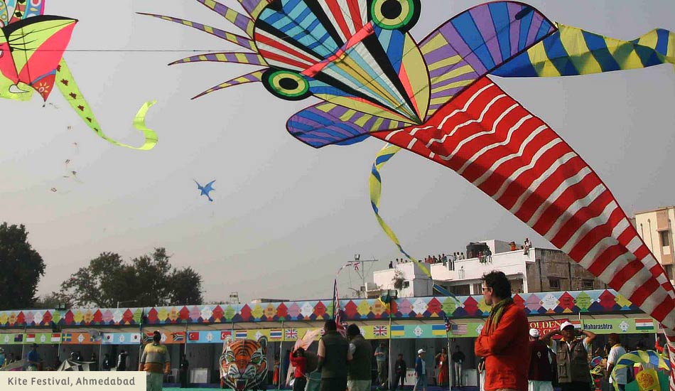 Traditional Gujarati patang kites stacked for Uttarayan