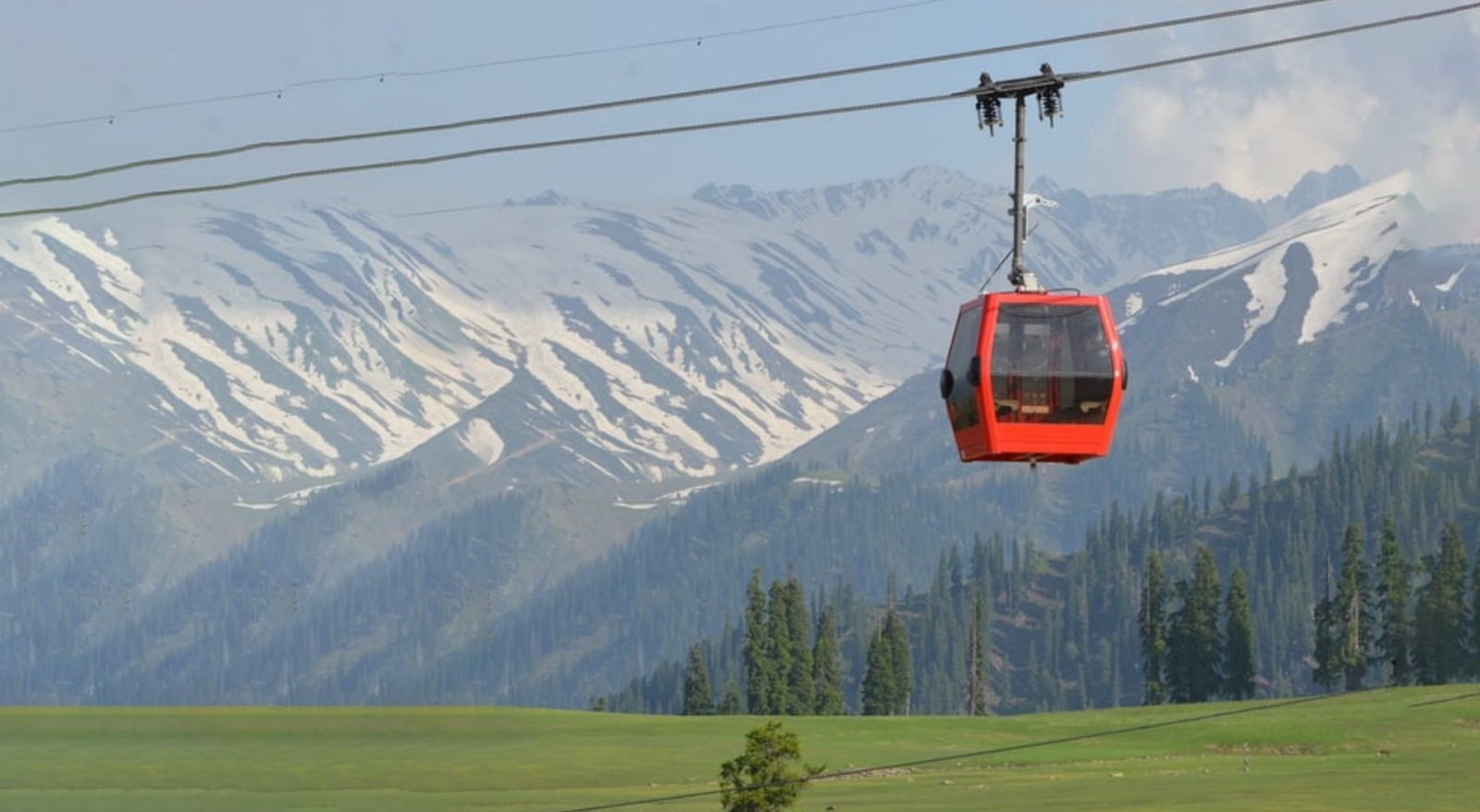 Gulmarg gondola and green valley in July