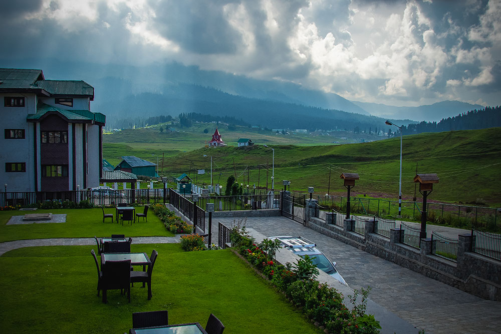Rain clouds over Gulmarg hills in July