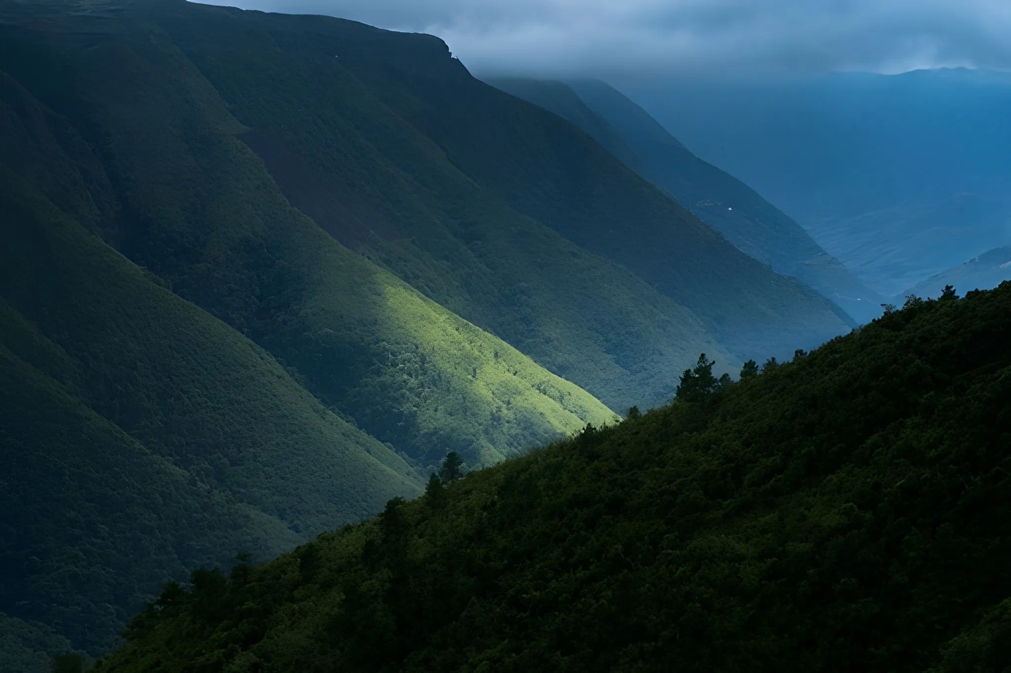 Monsoon clouds and rain belt over Meghalaya hills
